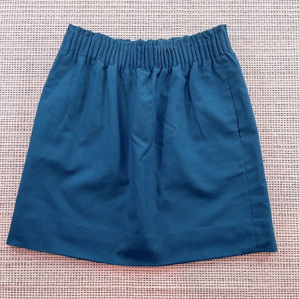 J.Crew Blue Wool Blend Mini Skirt Size 2 Pockets Lined Pull-On Style 17" Length